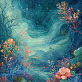 Aqua Garden Undersea Floral(Blue)
