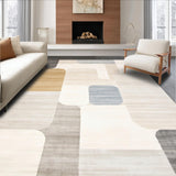 Modern Geometric Beige with Interwoven Rectangular Blocks and Lines(Beige)