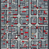 Vibrant Cartoon Cityscape Motif(Gray)