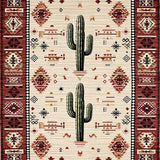 Boho Mesa Showcasing Abstract Cactus Forms and Tribal Ornamentation(Beige)