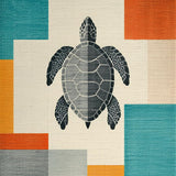 Modern Turtle Surfboard With Vibrant Ocean Inspired Color Blocks(Beige)
