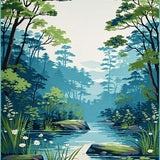 Dreamy Watercolor Pond Visualization(Blue)
