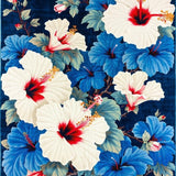 Floral Breeze with Artistic Hibiscus Blooms and Expressive Modern(Blue)