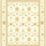 Beige Oval with Subtle Ivory Scrollwork and Floral Details(Beige)