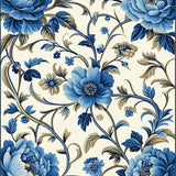 Chic Accent Featuring Navy and Beige Floral Motifs(Blue)
