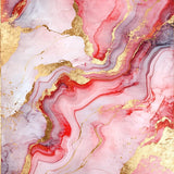 Vibrant Gold Accented Fluid Motif(Red)