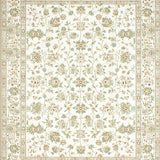 Non Slip Area in Beige and Sage Green Farmhouse Flower Style(Beige)