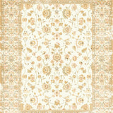 Traditional Rectangle with Beige Tonal Distressed Floral and Lattice Design(Beige)
