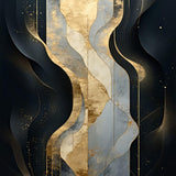 Modern Abstract Rug with Flowing Lines and Metallic Accents(Black)