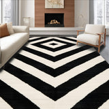 Modern Chevron Welcome Rug with Bold Symmetrical Patterns for Indoor Use(White)