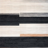 Boho Chic Black and Beige Area Abstract Stripe(Beige)