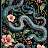 Whimsical Floral Snake Motif(Blue)