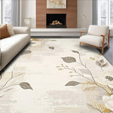 Modern Beige Area Runner Featuring Abstract Floral Motifs and Non Slip(Beige)