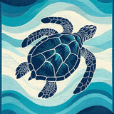 Chic Coastal Sea Turtle Motif(Blue)