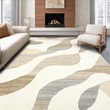 Abstract Ripple Area Fluid Wavy Design(Beige)