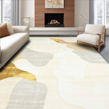 Stylish Beige Area With Cream And Gold Flowing(Beige)