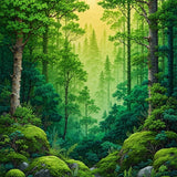 Lush Forest Floral Motif(Green)
