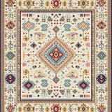 Boho Chic Cream with Geometric Accents(Beige)