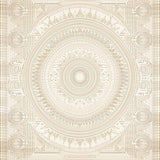 Neutral Boho Round with Layered Tribal Circles and Linear Accent Details(Beige)