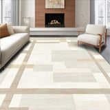 Modern Ivory Beige Accent with Intersecting Geometric Forms(Beige)