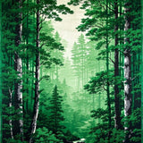 Artistic Abstract Tree Silhouettes(Green)