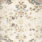Farmhouse Area Rustic Floral Medallion Non Slip Accent(Beige)