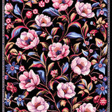 Elegant Black Pink Botanical Motif(Black)