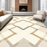 Boho Beige Harmony Geometric Diamond Patterned for Living Area(Beige)