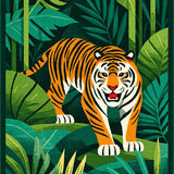 Jungle Inspired Colorful Animal Motif(Green)