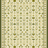 Refined Olive Wool Runner with Intricate Lattice and Floral Embellishments(Beige)