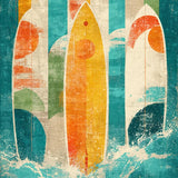 Tropical Paradise Surf Ocean Inspired Longboard Decorative Mat(Blue)
