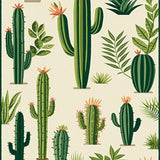 Tropical Cactus Landscape Art(Ivory)