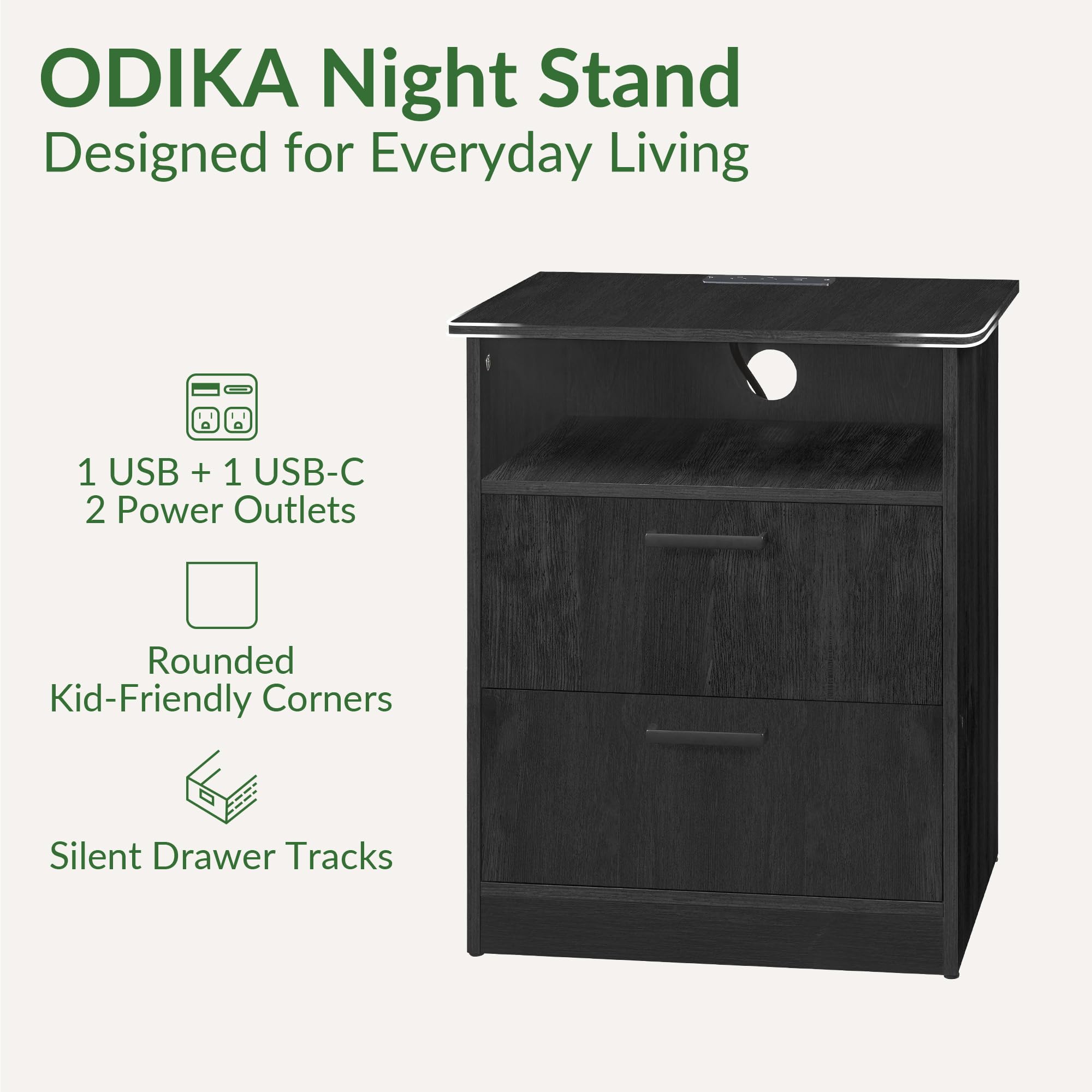 ODIKA Everyday Side Table with Fast Charging Station - ODIKA