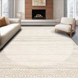 Artisan Woven Round Ivory & Light Beige Textured Floor Circle Area(Beige)