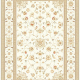Stylish Square Area with Timeless Floral Motifs in Warm Cream Tones(Beige)