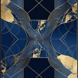 Navy Gold Abstract Marble Design(Blue)