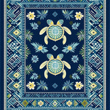 Navy Blue Coastal Symmetry Design(Blue)
