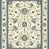 Elegant Floral Beige and Azure Area(Beige)