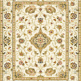 Ornate Beige Featuring Floral and Geometric Motifs in Gold Accents(Beige)