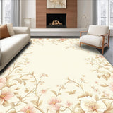 Aura Scallop Bloom Area – Beige Floral Border for Elegant Decor(Ivory)