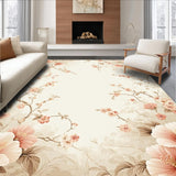 Beige Floral Patterned Area Runner with Non Slip Ultra Design(Beige)