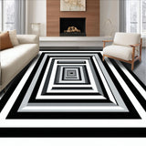Boho Chic Black & White Checkered Area Modern Design(Black)