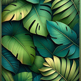 Vibrant Tropical Leaf Area Rug with Emerald Green and Gold Accents(Green)