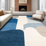 Minimalist Abstract with Blue Grey Gradient and Creamy Beige Lines(Blue)