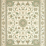 Patio Backyard Oasis Beige Sage Green Floral Medallion Indoor(Ivory)