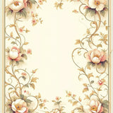 Victorian Scroll with Floral Medallions and Fine Linework(Beige)
