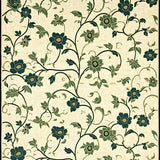 Non Slip Small Area Featuring Beige Base with Green Abstract Floral Motifs(Beige)