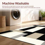 Minimalist Chic Design Large Floor Mat in Black Beige Tones(Beige)