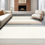 Abstract Horizon Beige Grey Runner Modern Striped Hallway(Beige)