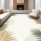Tropical Inspired Beige Area Abstract Non Slip Decor(Beige)